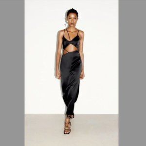 NWT asymmetrical cut out satin midi dress